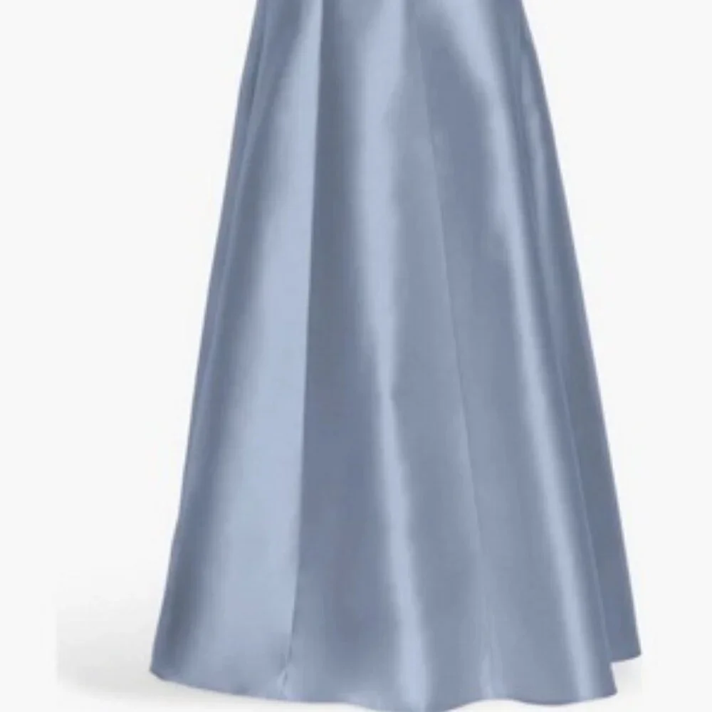 Alfred Sung Cloudy Blue A-Line Satin A-Line Gown Dress D874 - Picture 6 of 6